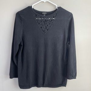 Talbots Black Sweater with Lace L